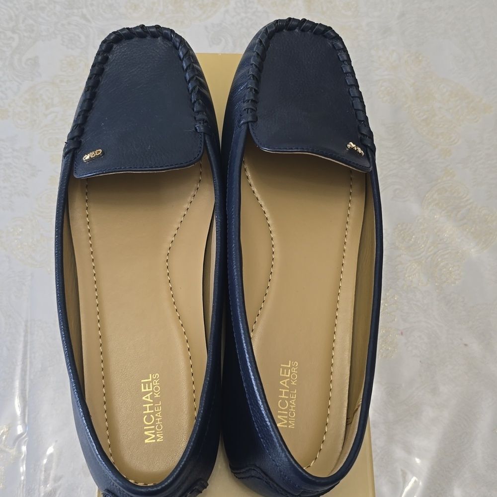 MICHAEL Michael Kors Navy Leather Moccasin Loafers NIB